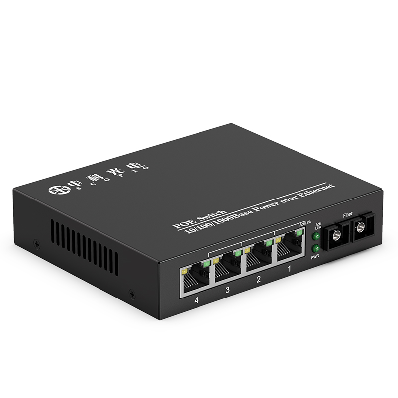 POE千兆1光4電單模雙纖